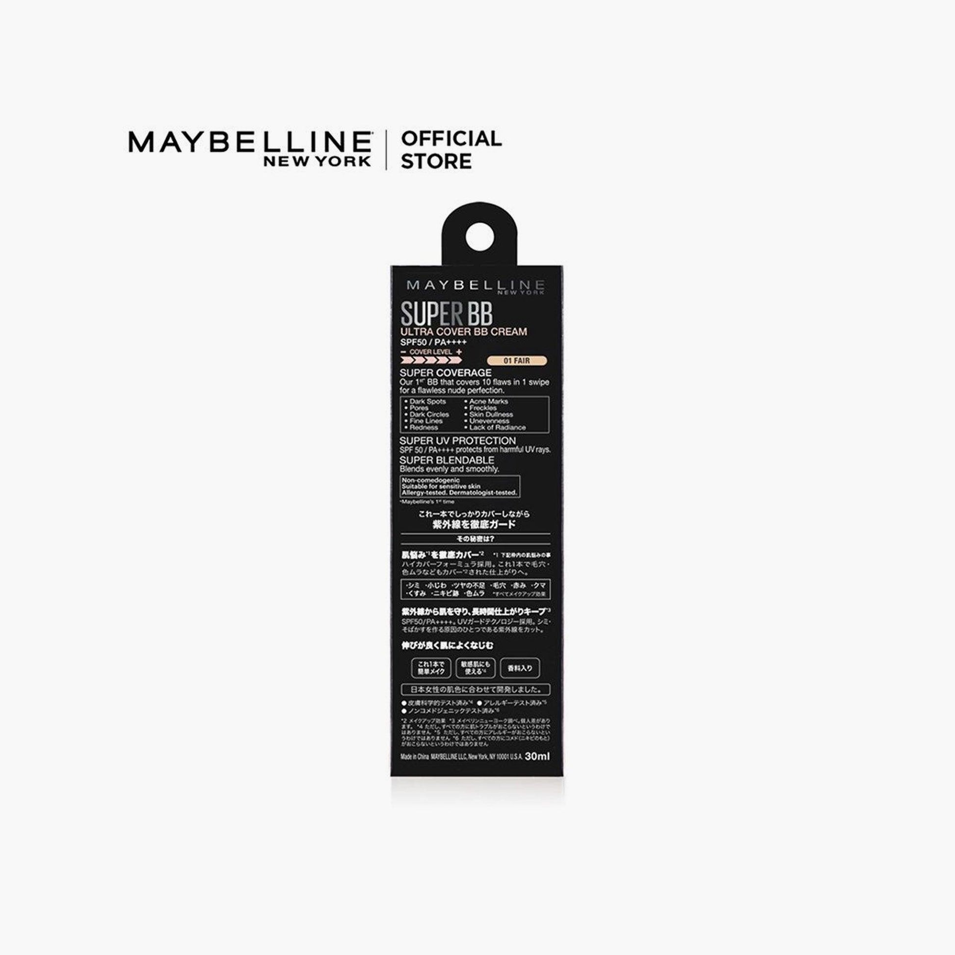 Maybelline New York Super BB Ultra Cover BB Cream SPF50/PA++++ 01 Fair 30ml - TheSkinFit