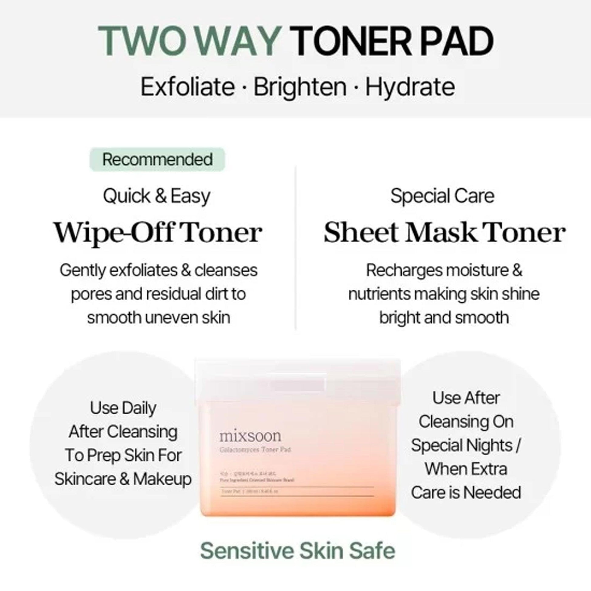 Mixsoon Galactomyces Toner Pads 60 Pads - TheSkinFit