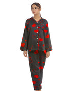 Sajiero Linen Pajama Suit with Scrunchie Royal Dusk