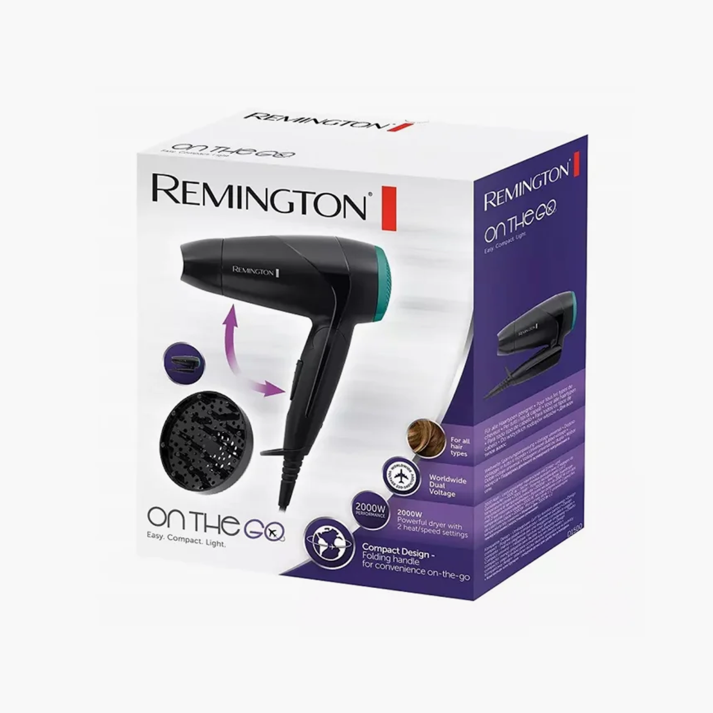 Remington On the Go Hair Dryer Model No D1500 1 Piece