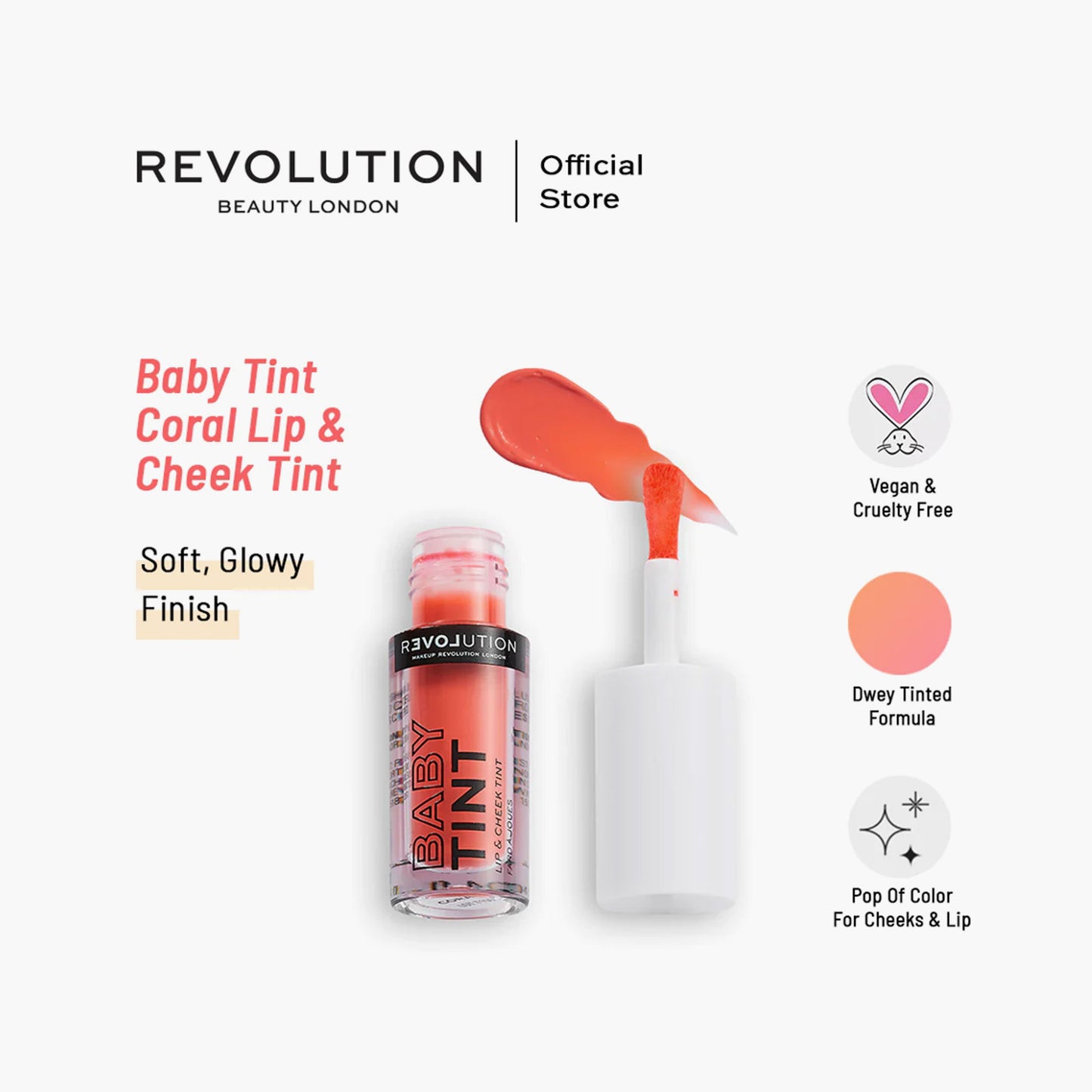 Revolution Relove Baby Tint Lip & Cheek Tint Coral 1.4ml