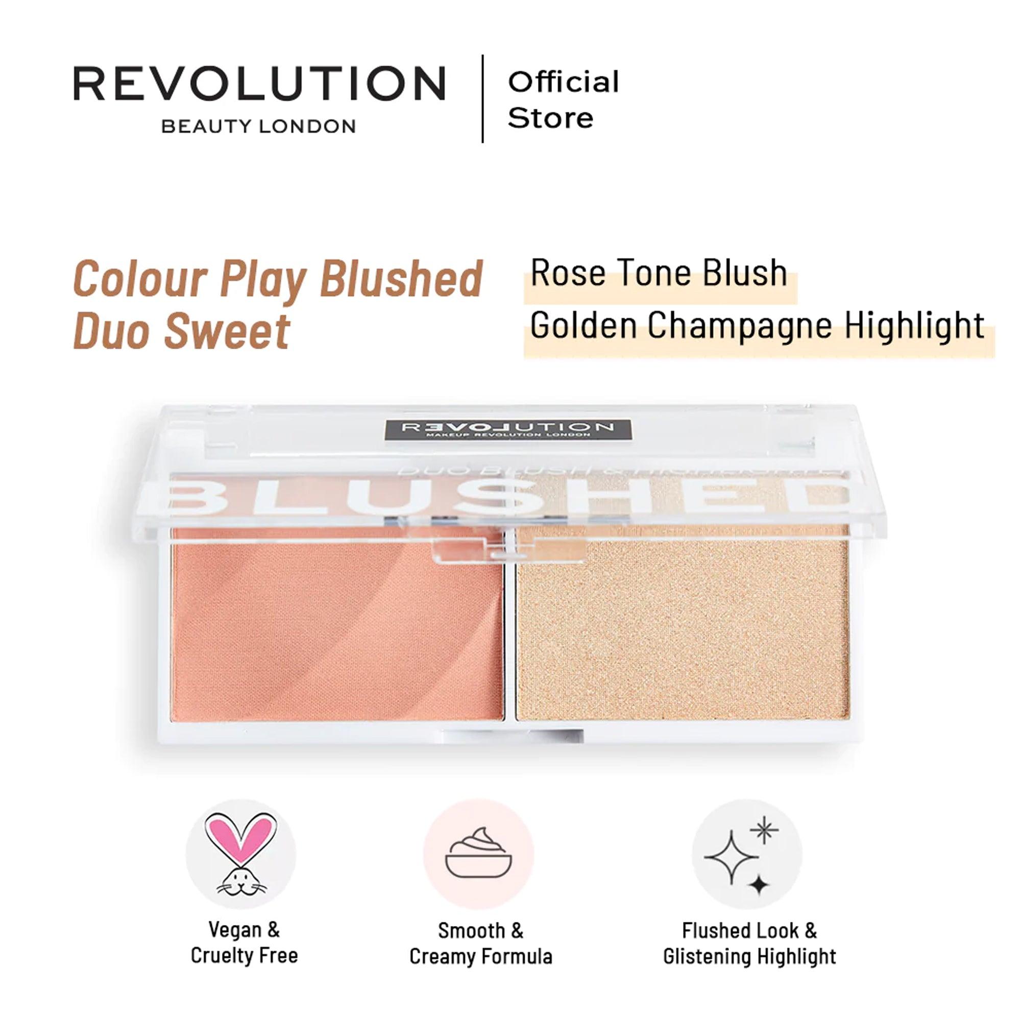 revolution relove colour play blushed duo sweet 6gm swatch