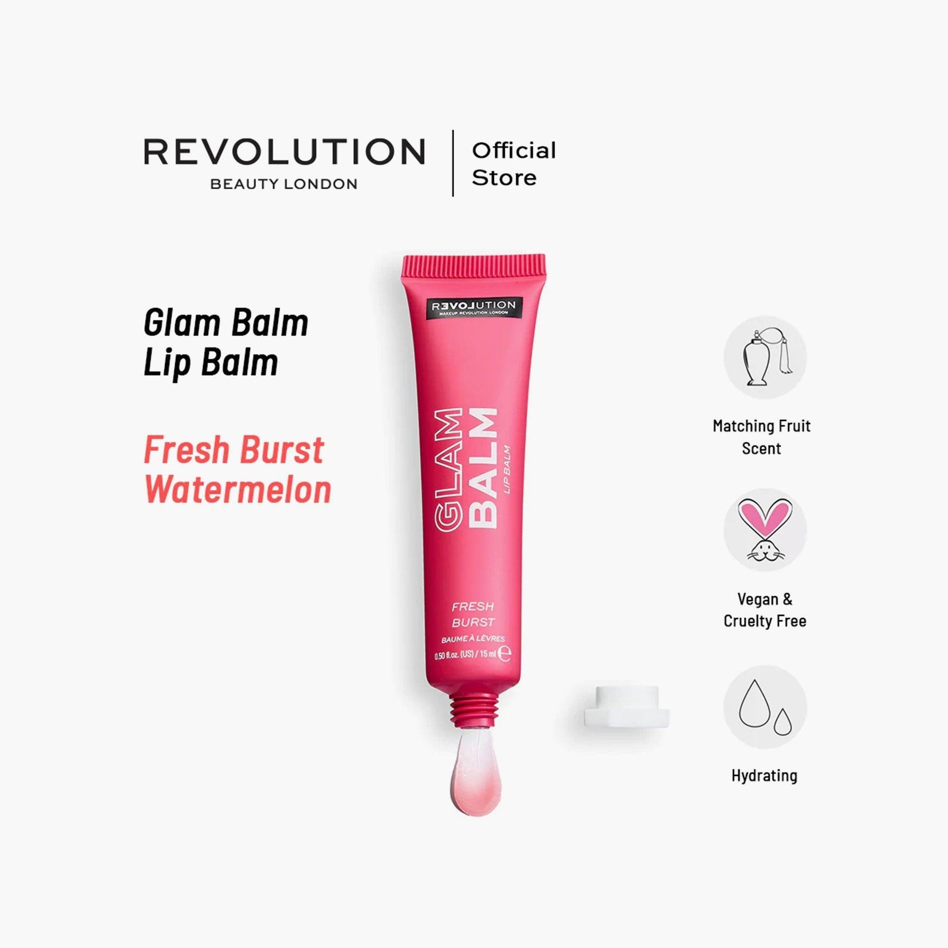 Revolution Relove Glam Balm Lip Balm Fresh Burst Watermelon 15ml - TheSkinFit