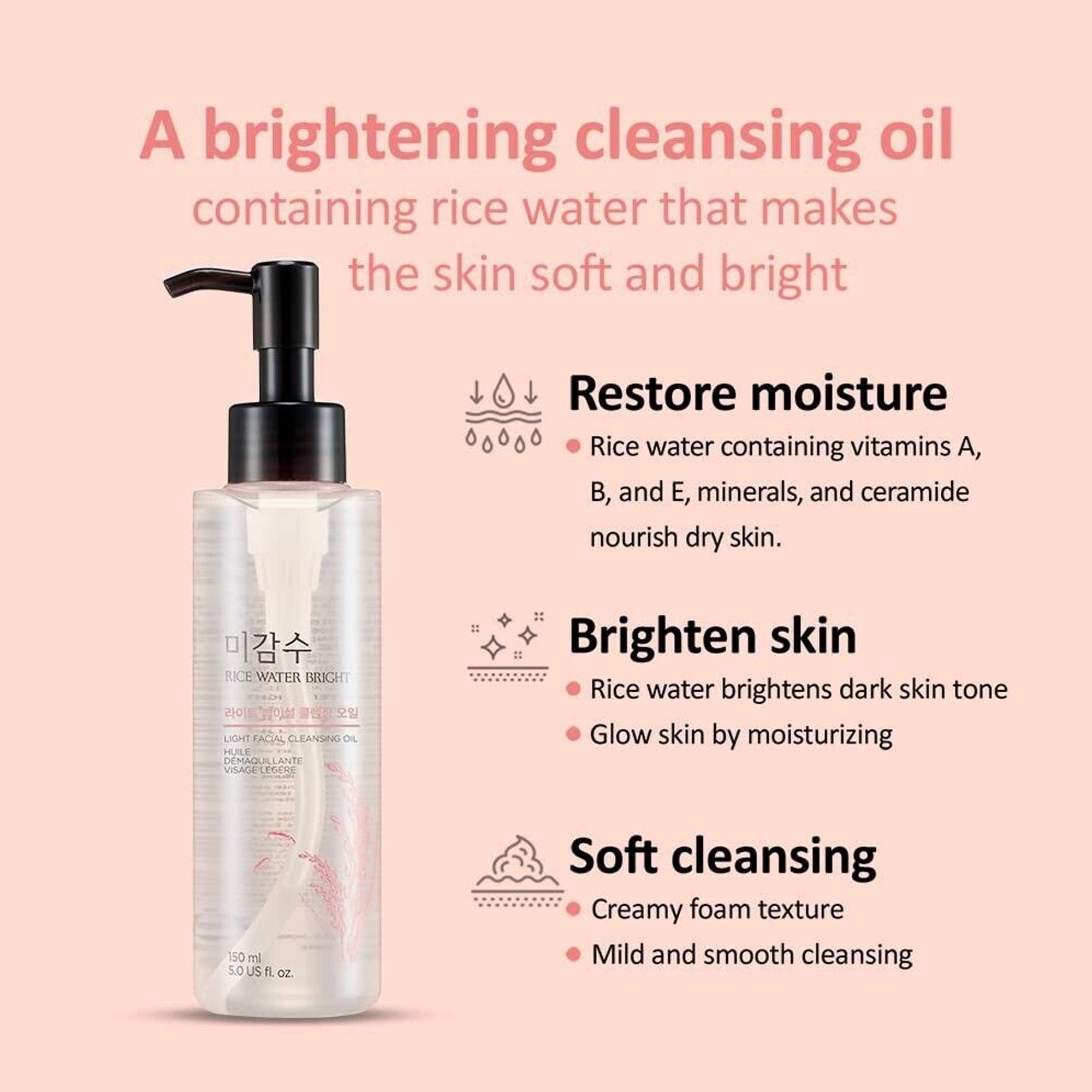 The Face Shop Rice Water Bright Light Facial Cleansing Oil 150ml - TheSkinFit