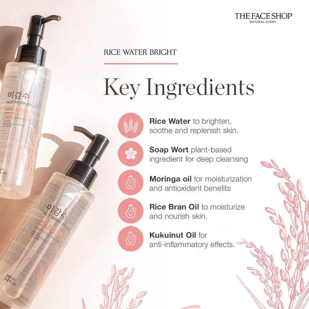 The Face Shop Rice Water Bright Rich Facial Cleansing Oil 150ml - TheSkinFit