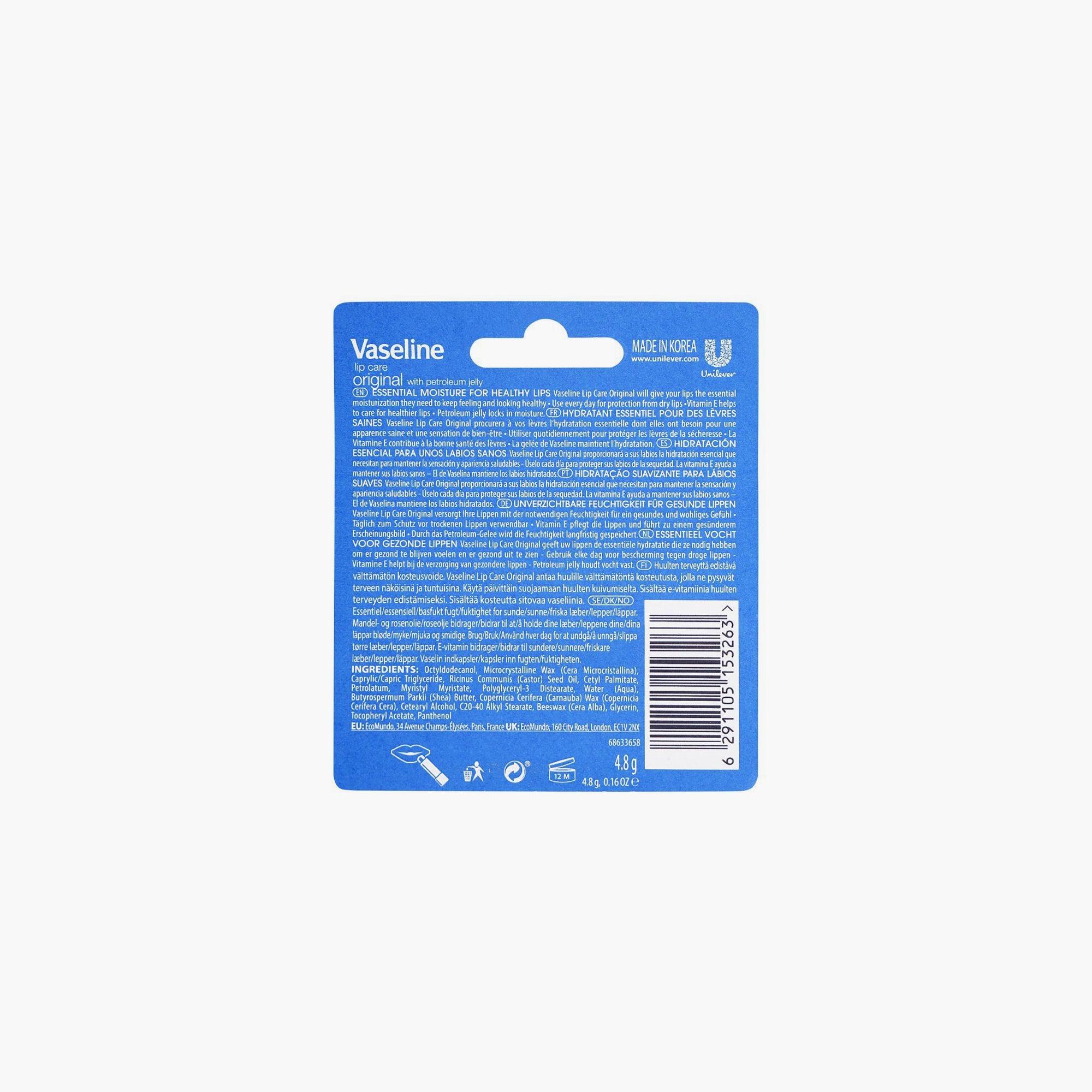 Vaseline Lip Therapy Original With Petroleum Jelly 4.8gm - TheSkinFit