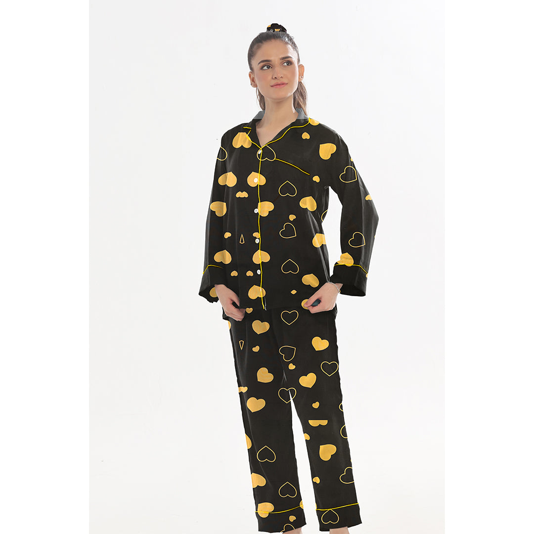 Sajiero Linen Pajama Suit with Scrunchie Royal Dusk